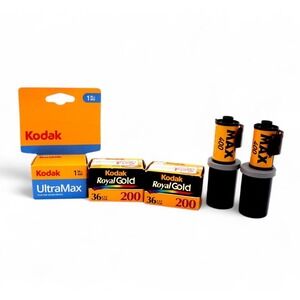Vintage Kodak 35mm Film Lot UltraMax 400 Royal Gold 200 Max 400 - 5 Rolls Bundle